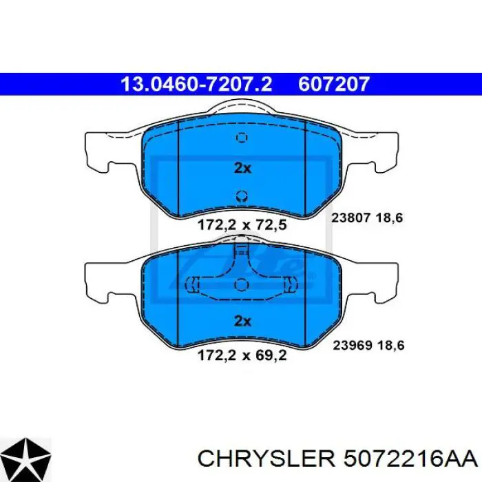 Колодки Chrysler 5072216AA цена, от 36.96 USD