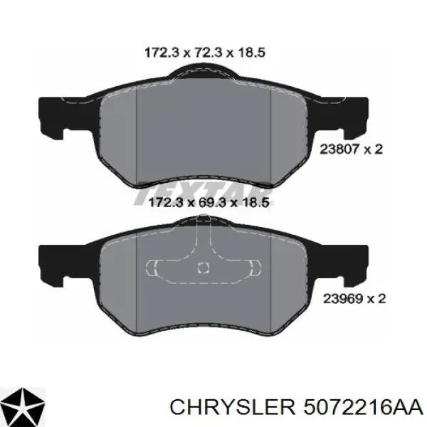 Купить 5072216AA Chrysler Колодки тормозные