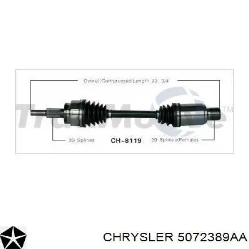 Полуось (привод) передняя K05072389AB Fiat/Alfa/Lancia