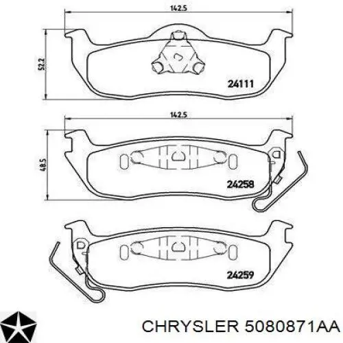 Задние тормозные колодки 5080871AA Chrysler