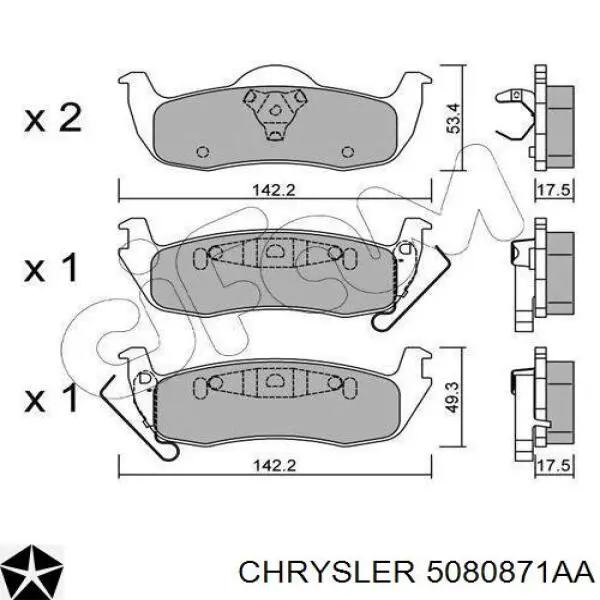 Колодки дисковые  Chrysler 5080871AA цена, от 26.84 USD