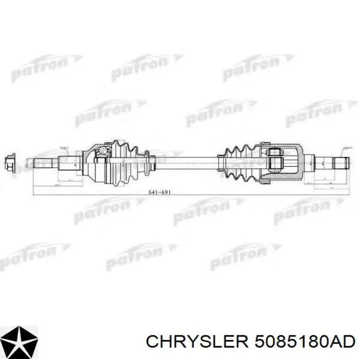 5085180AD Chrysler полуось (привод передняя левая)