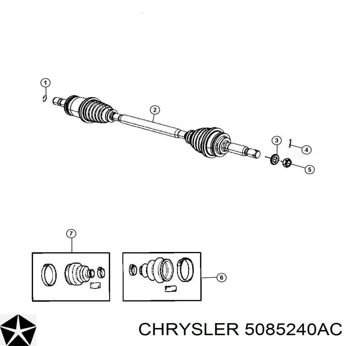 Купить 5085240AC Chrysler Полуось задняя правая