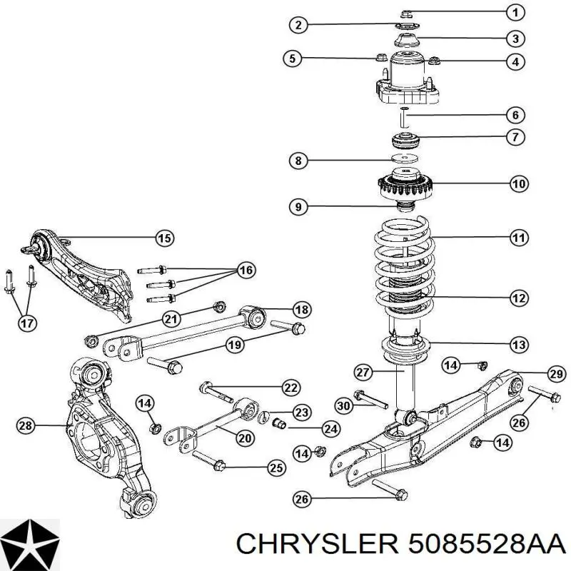 5085528AA Chrysler проставка (резиновое кольцо пружины задней нижняя)