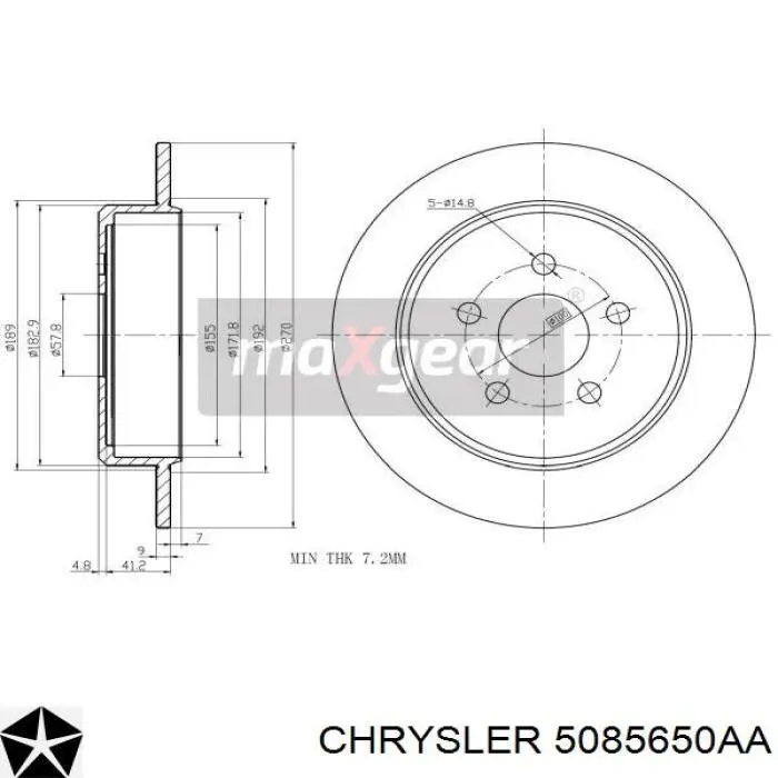 Задний тормозной диск Chrysler 5085650AA цена, от 32.23 USD
