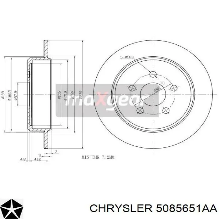 Задний тормозной диск Chrysler 5085651AA цена, от 33.30 USD