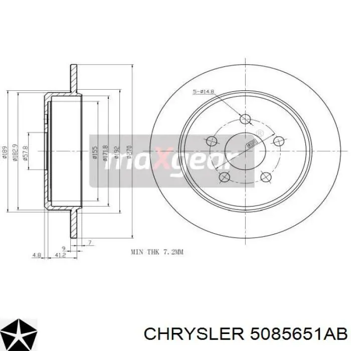 5085651AB Chrysler диск тормозной задний