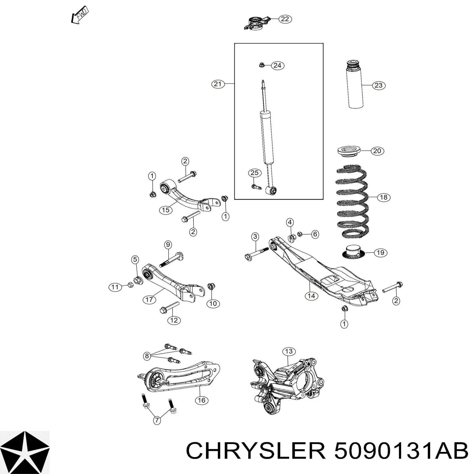 5090131AB Chrysler цапфа (поворотный кулак задний левый)