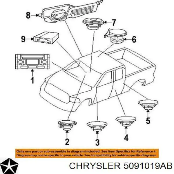 Динамик передней двери Chrysler 5091019AB цена, от 2.53 USD