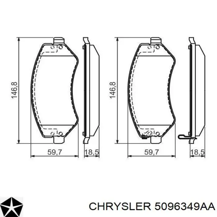 Передние тормозные колодки 5096349AA Chrysler