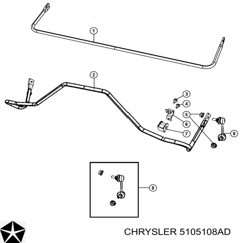 Резинка заднего стабилизатора Chrysler 5105108AD цена, от 4.89 USD