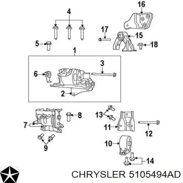 5105494AD Chrysler подушка трансмиссии (опора коробки передач)