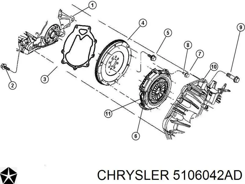 Купить 5106042AB Chrysler Комплект сцепления (диск, корзина, подшипник)