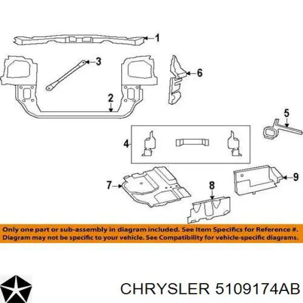 Suporte inferior do radiador (painel de montagem de fixação das luzes) para Chrysler Voyager (RT)