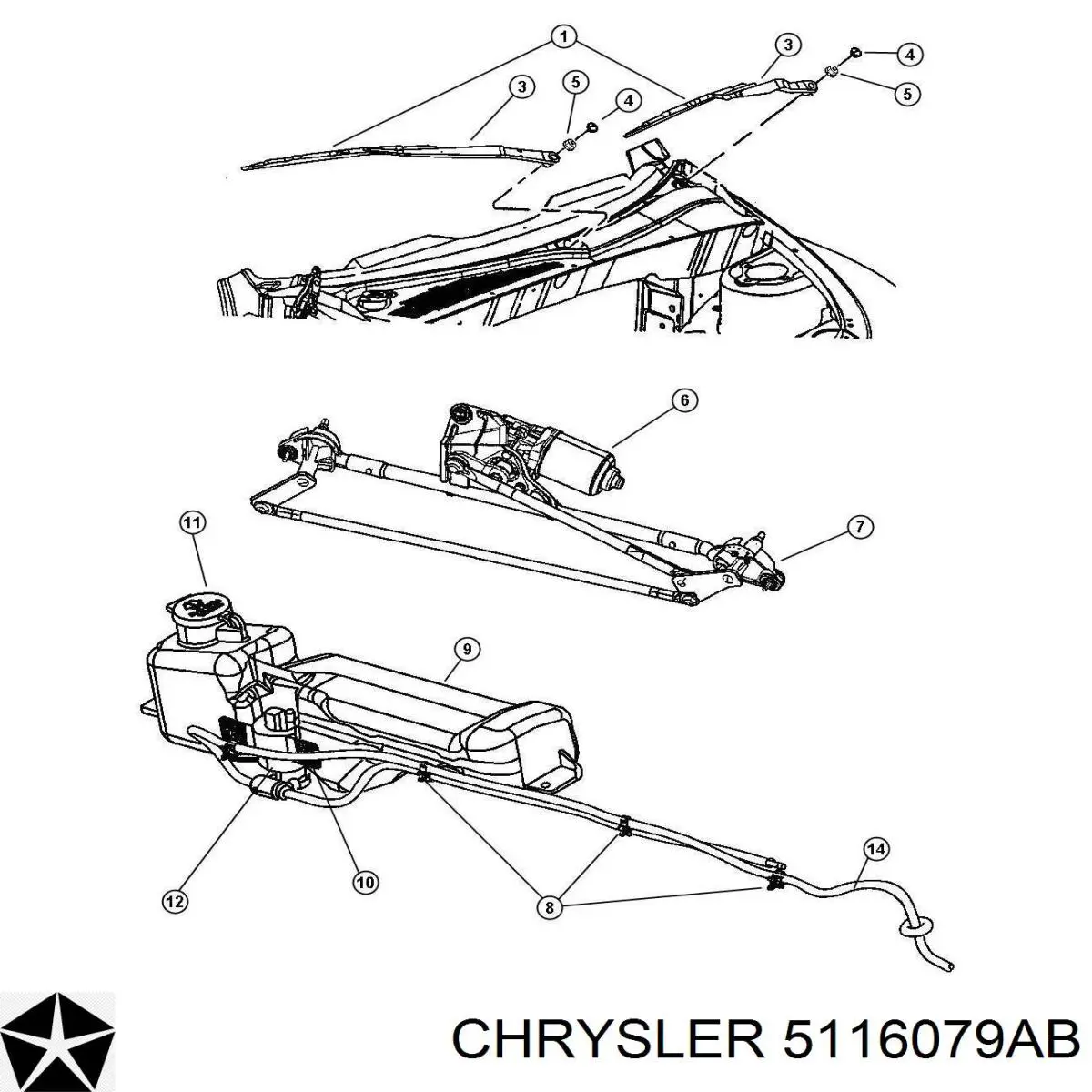 5116079AA Chrysler форсунка омывателя лобового стекла