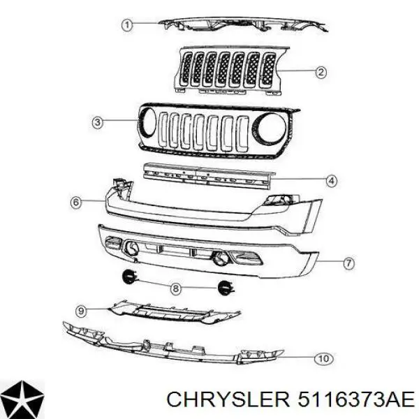 5116373AE Chrysler reforçador do pára-choque dianteiro