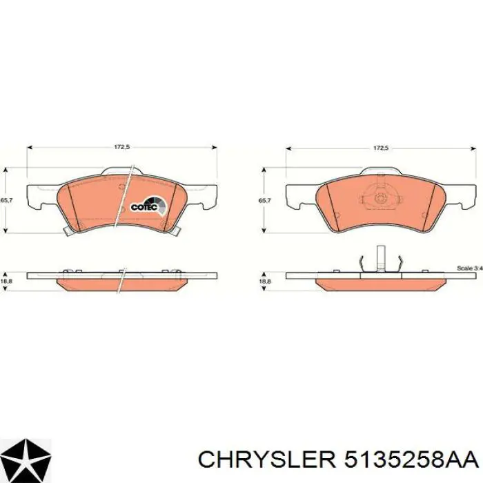 Купить 5135258AA Chrysler Колодки тормозные