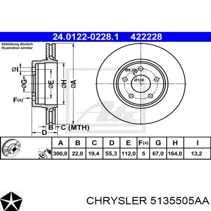 5135505AA Chrysler диск тормозной задний