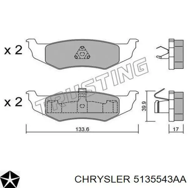 Колодки дисковые  Chrysler 5135543AA цена, от 22.38 USD