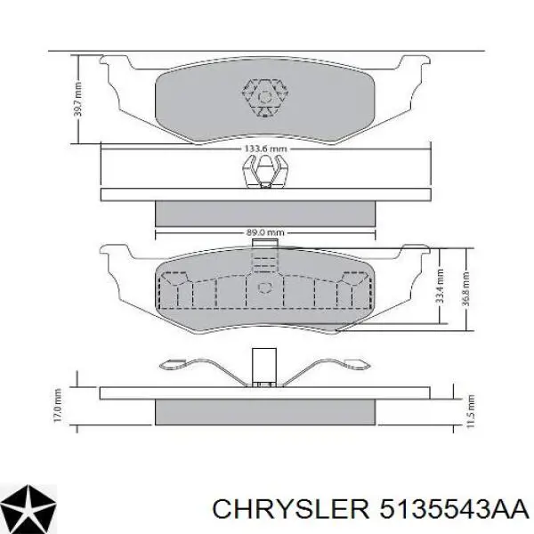 Купить 5135543AA Chrysler Колодки тормозные задние, дисковые