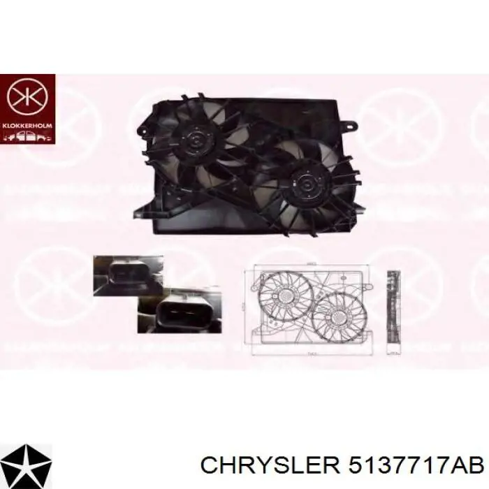 Электровентилятор охлаждения в сборе Chrysler 5137717AB цена, от 50.68 USD