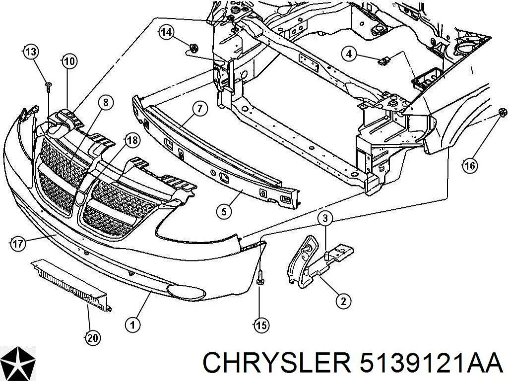 5139121AA Chrysler передний бампер