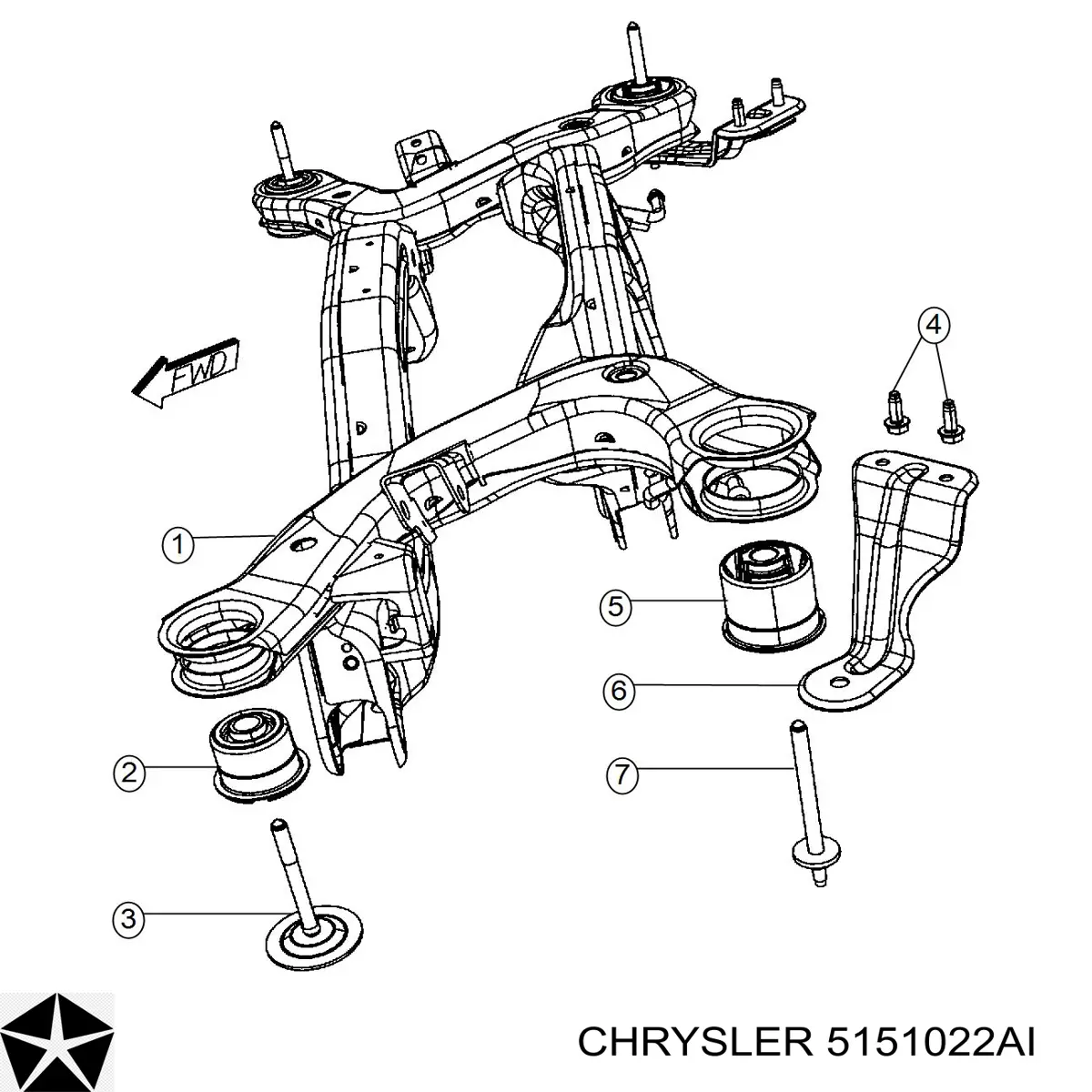 5151022AI Chrysler viga de suspensão traseira (plataforma veicular)