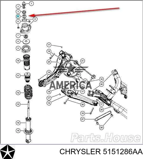 Втулка штока амортизатора заднего Chrysler 5105879AA цена, от 2.86 USD