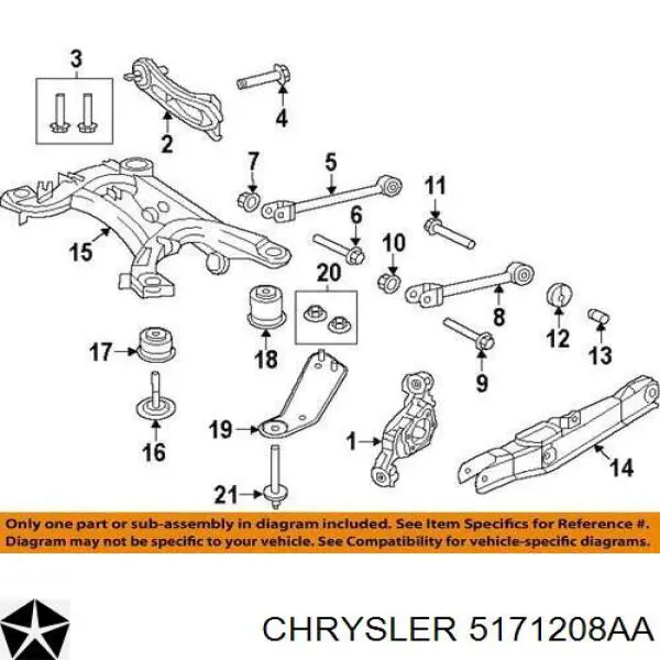 05171208AA Chrysler сайлентблок задней балки (подрамника)