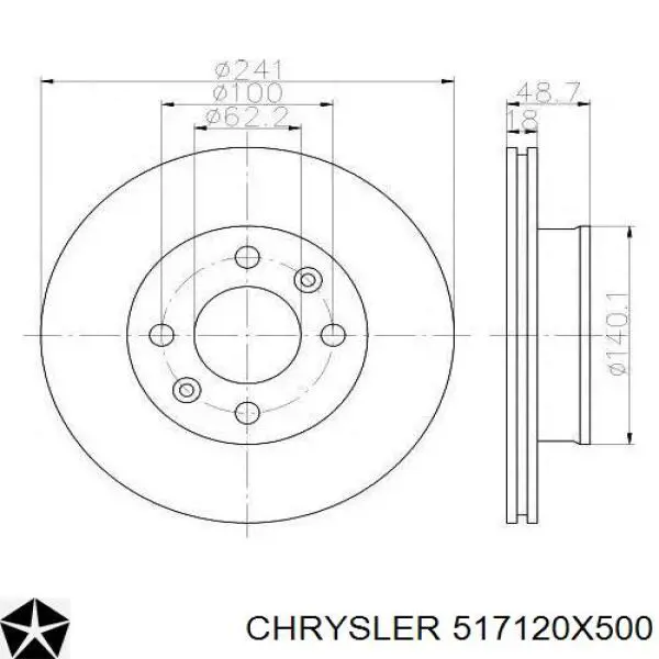 517120X500 Chrysler передние тормозные диски