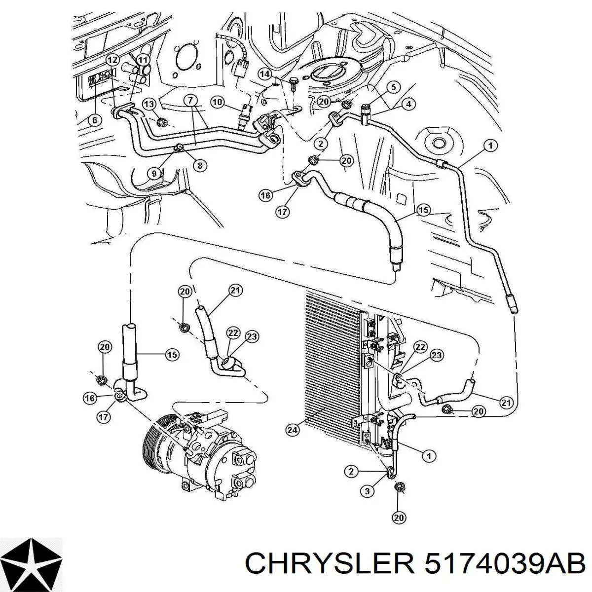 5174039AB Chrysler датчик абсолютного давления кондиционера
