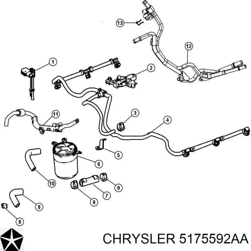 Обратная топливная трубка 5175592AA Chrysler