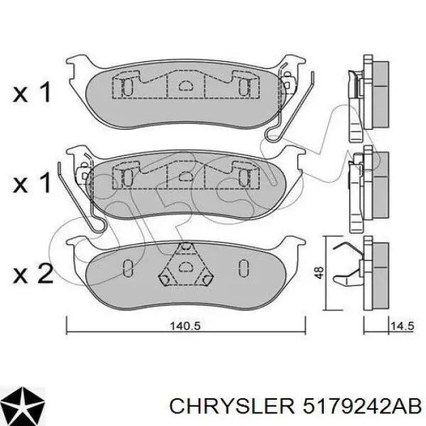 Задние тормозные колодки 5179242AB Chrysler