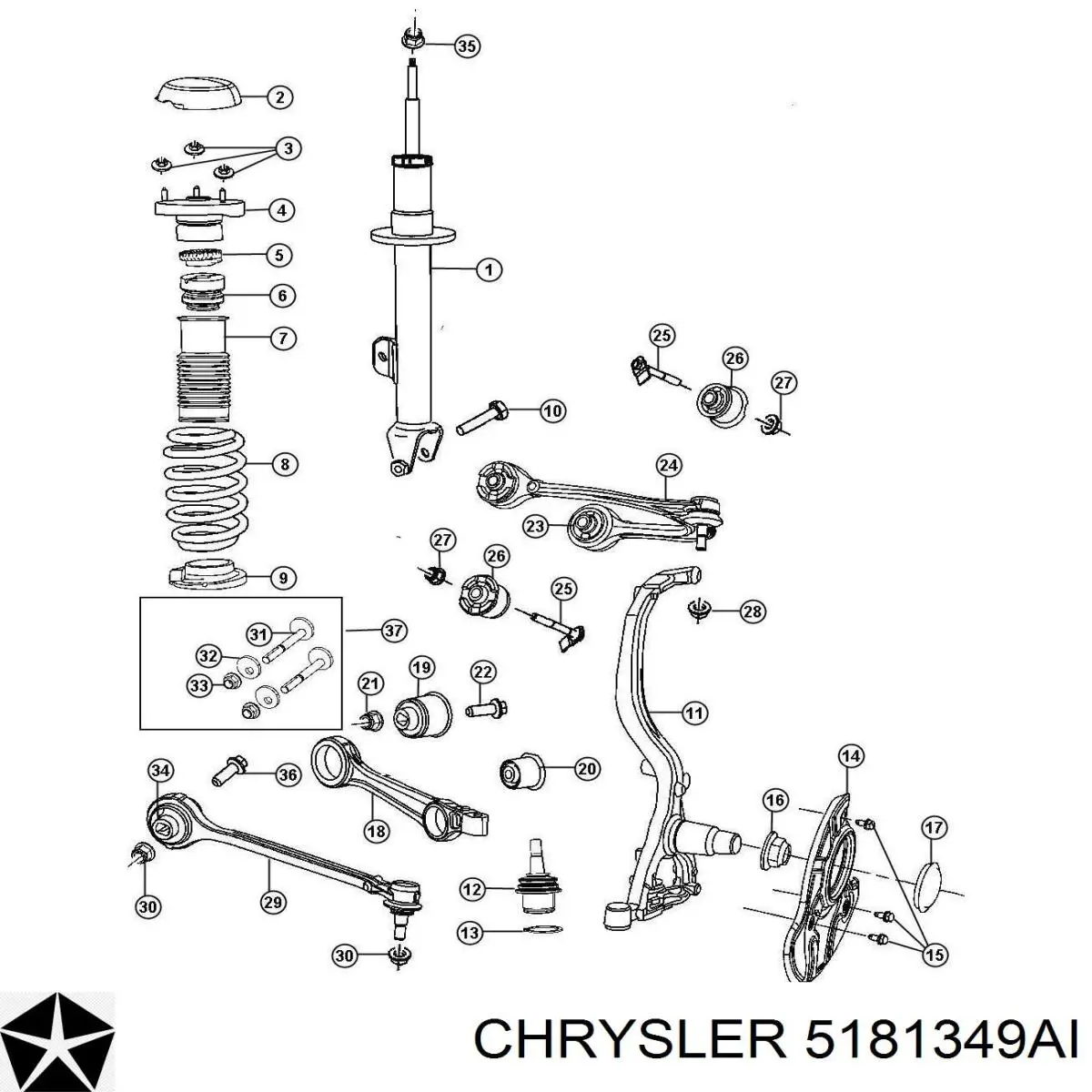 Амортизатор передний правый 5181349AI Chrysler