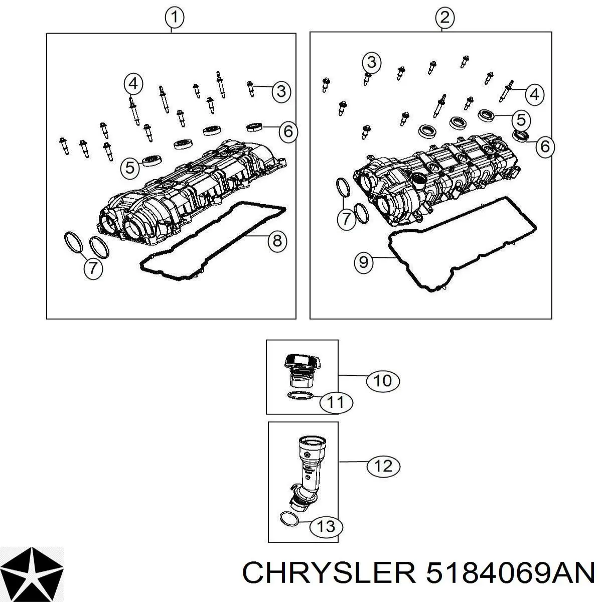 5184069AK Chrysler крышка клапанная левая