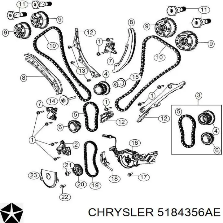 5184356AE Chrysler звездочка-шестерня привода коленвала двигателя