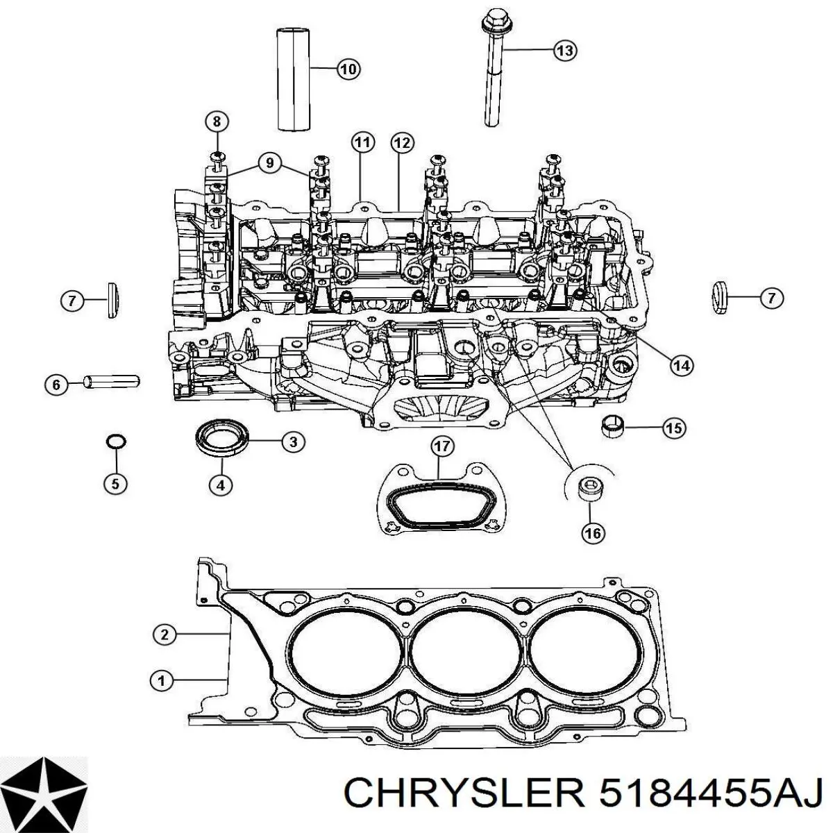 5184455AJ Chrysler vedante esquerdo de cabeça de motor (cbc)