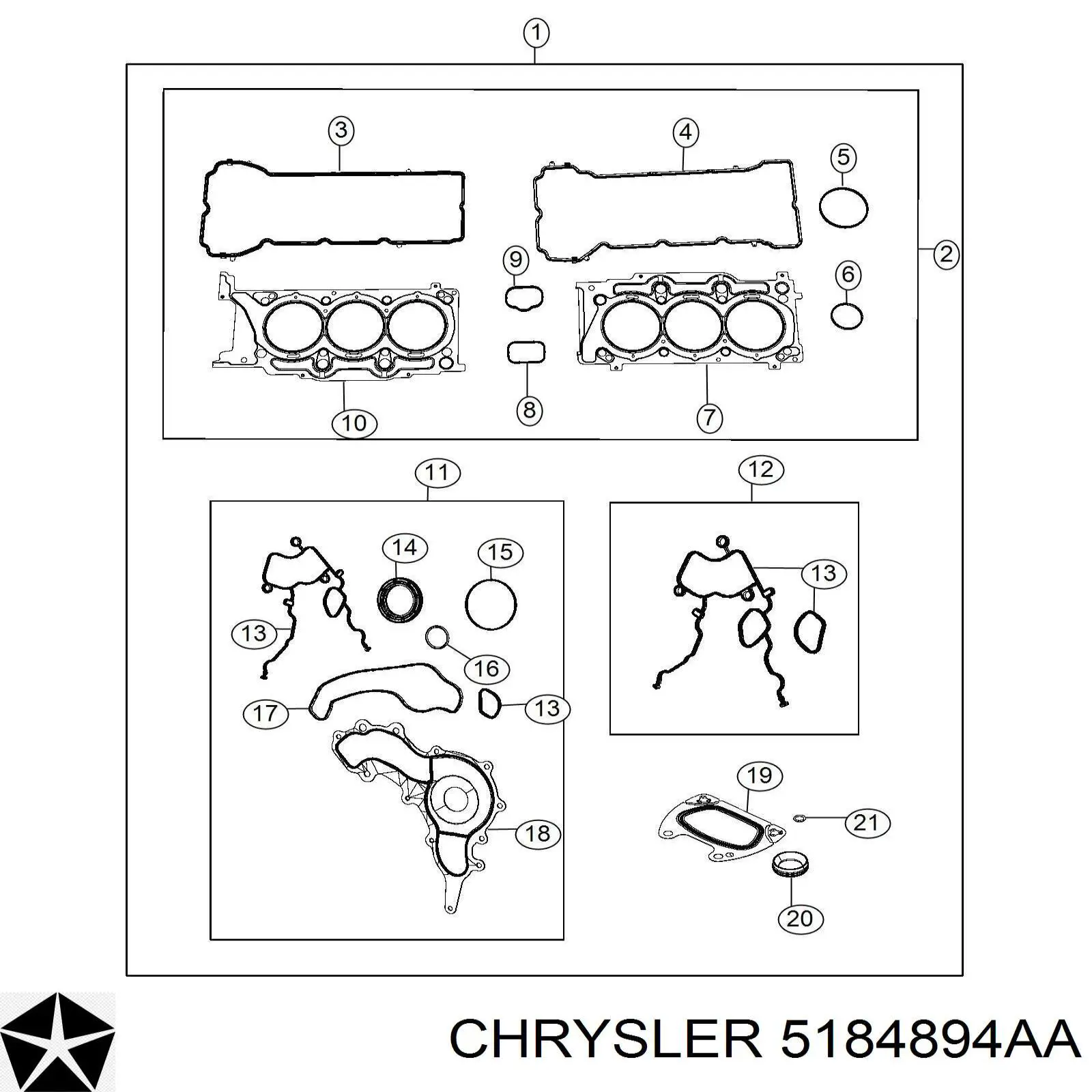 5184894AA Chrysler прокладка термостата