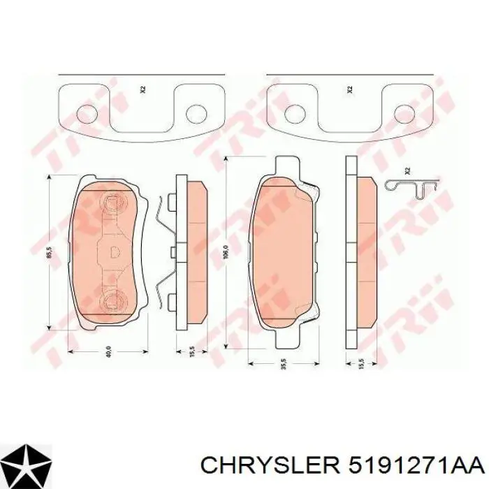 Колодки дисковые  Chrysler 5191271AA цена, от 18.94 USD