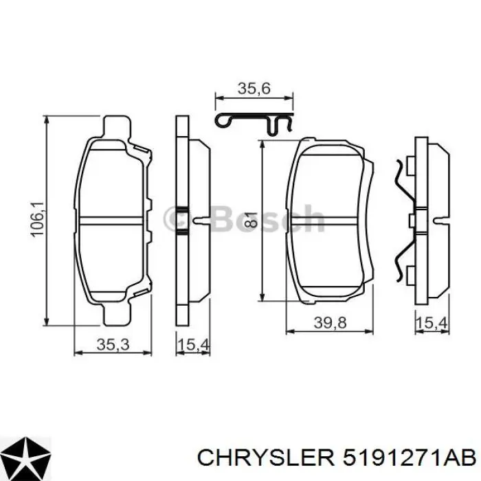 Купить 5191271AB Chrysler Колодки тормозные задние, дисковые