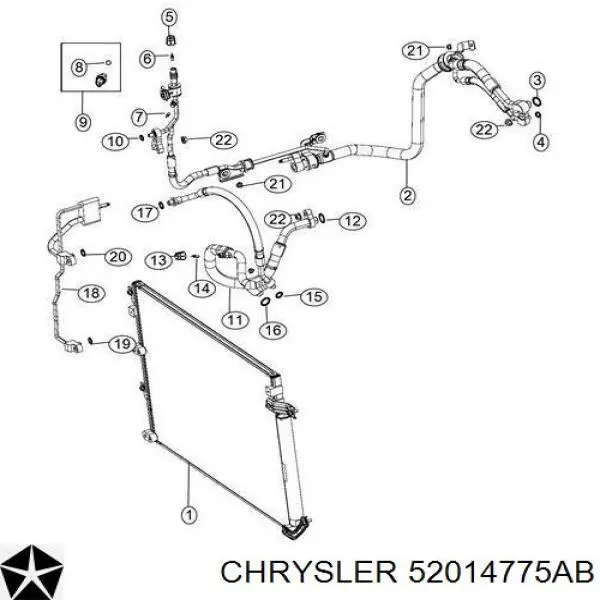 Радиатор кондиционера Chrysler 52014775AB