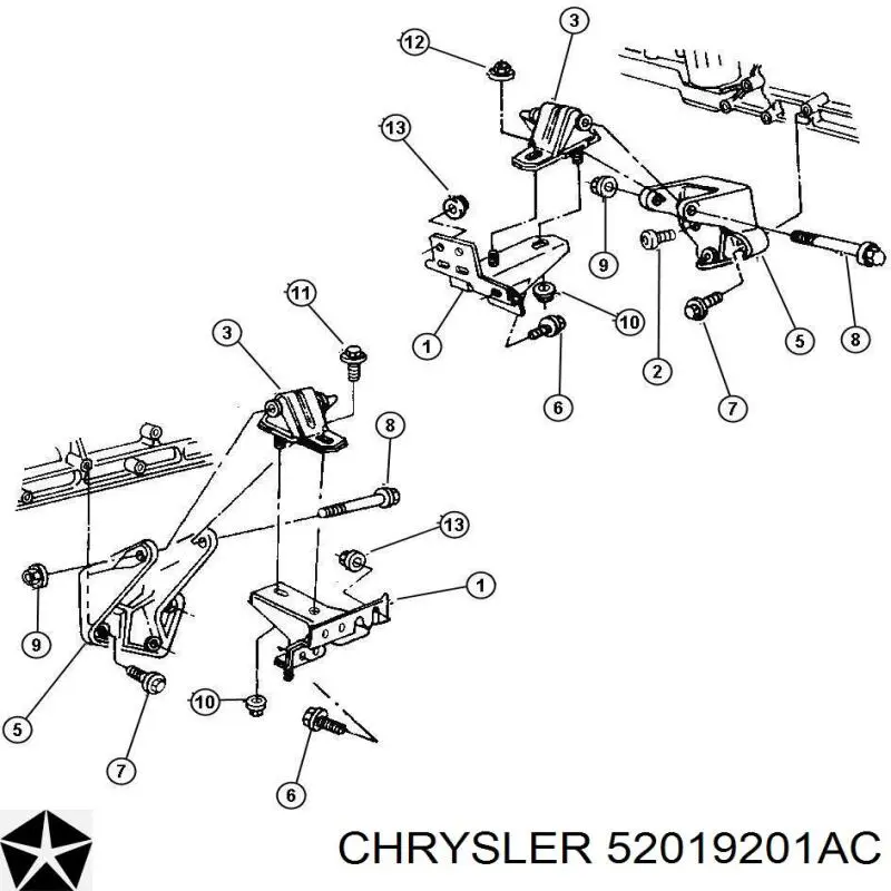 52019201AC Chrysler Подушка передней опоры двигателя
