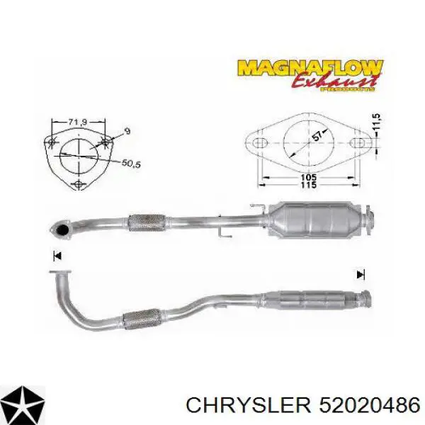 Каталитический нейтрализатор отработавших газов Chrysler 52020486 цена, от 255.26 USD