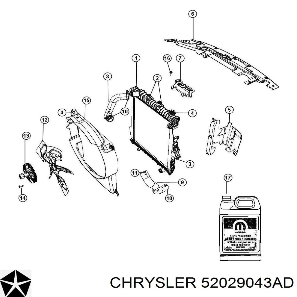 Радиатор охлаждения двигателя на Chrysler Aspen 