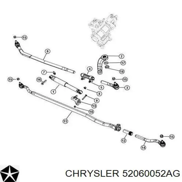 Тяга рулевая в сборе правая 52060052AG Chrysler