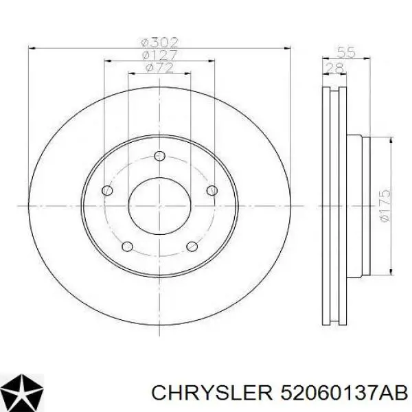 Купить 52060137AB Chrysler Ротор тормозной