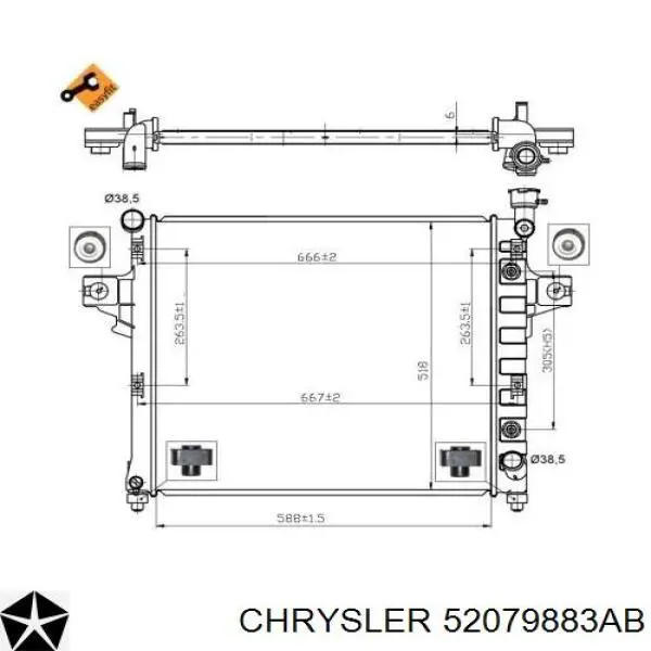 Купить 52079883AB Chrysler Радиатор водяной