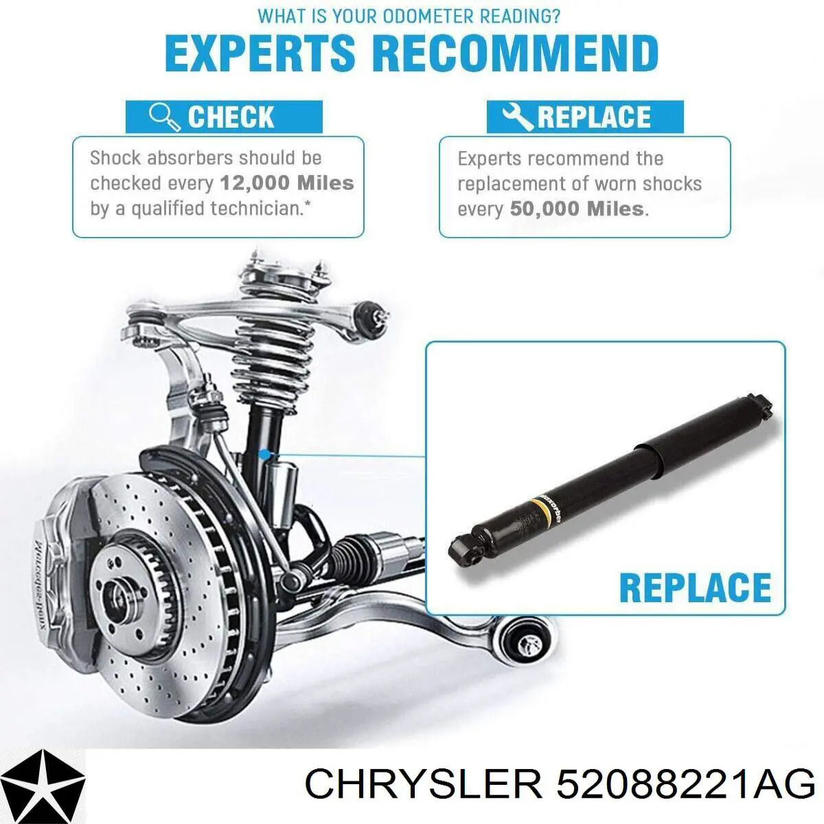 Стойка амортизатора задняя Chrysler 52088221AG цена, от 35.45 USD