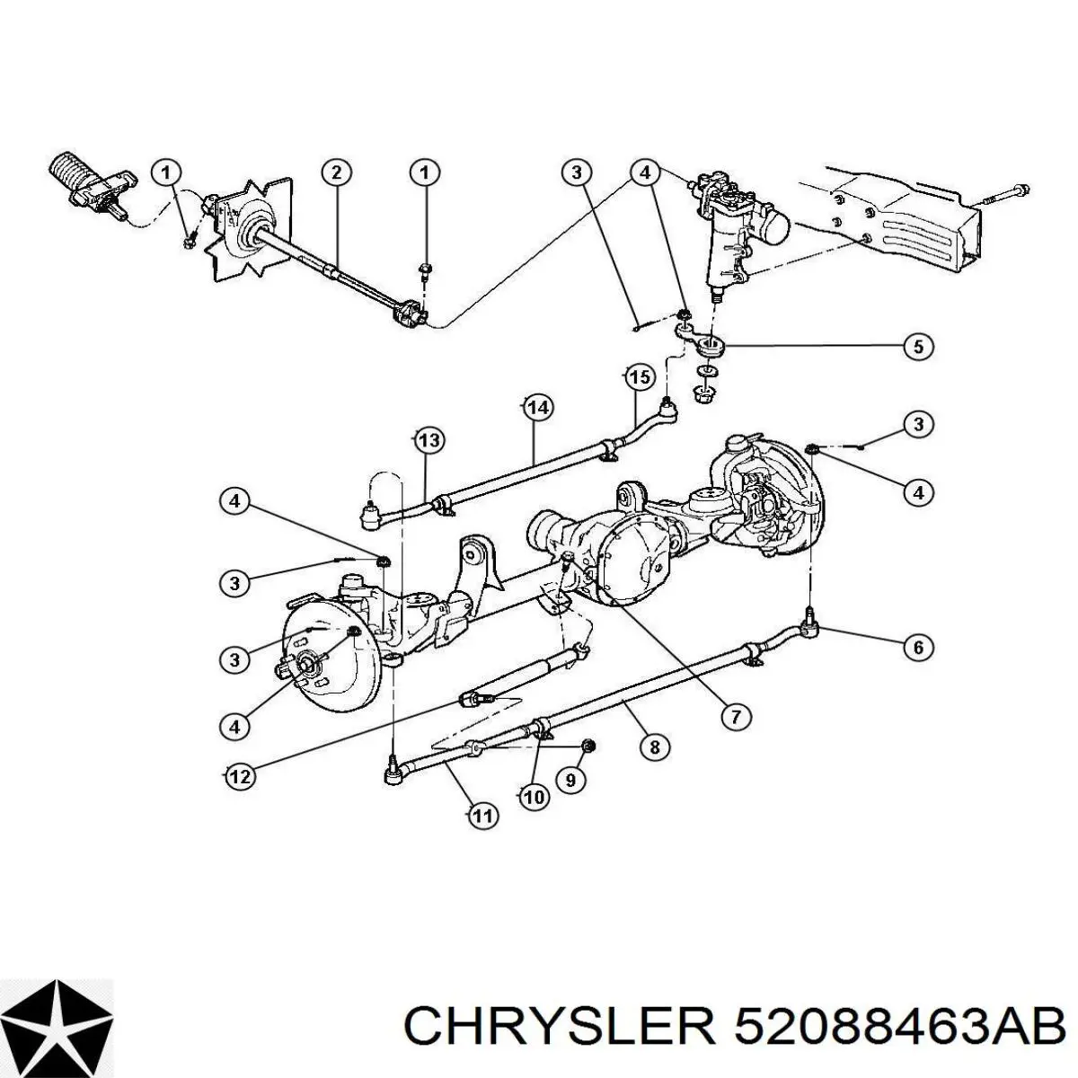 Купить 52088463AB Chrysler Тяга рулевая центральная задняя
