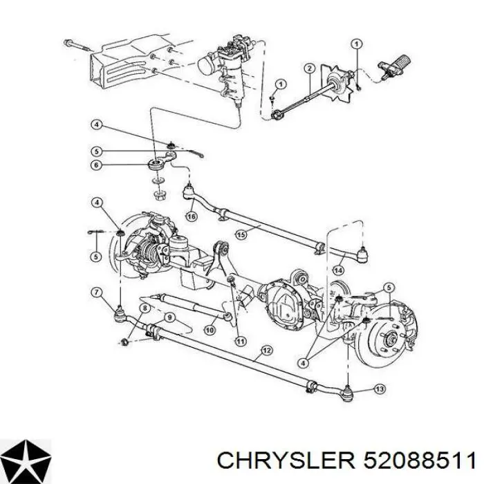 Наконечник поперечной рулевой тяги Chrysler 52088511 цена, от 14.08 USD
